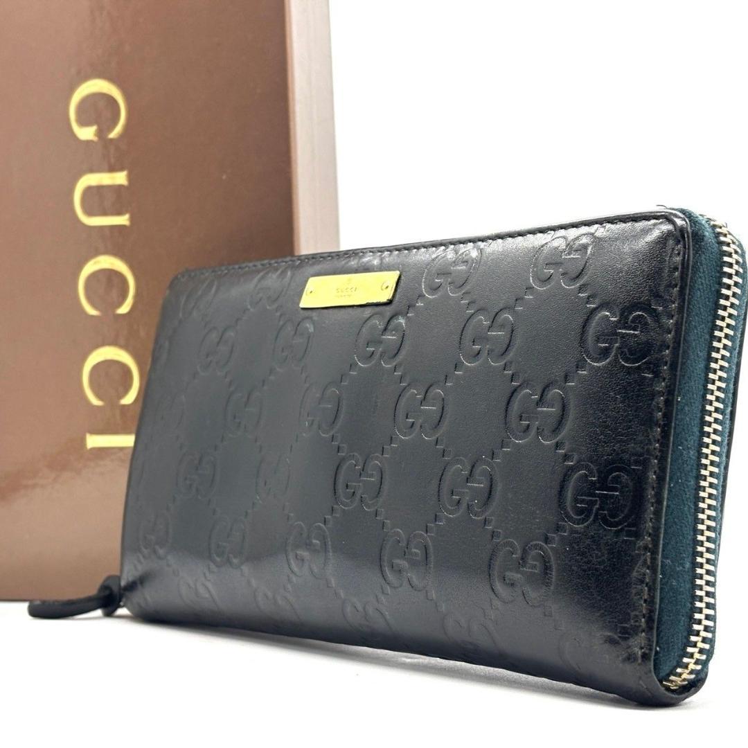 ち*♡様 グッチ　長財布 12カード ラウンドファスナー グッチシマ エンボス