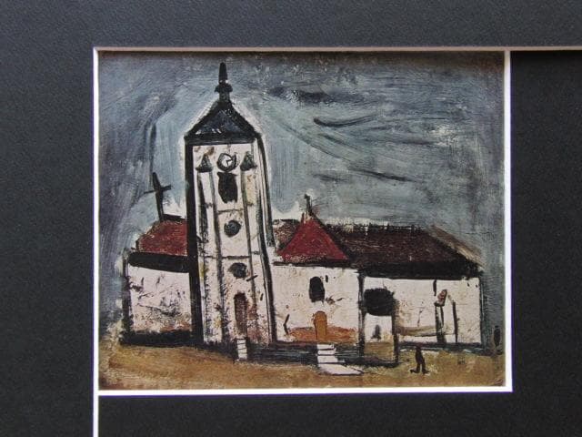 佐伯祐三、【モランの寺（３）】、新品高級額 額装付、年代物・希少画集画