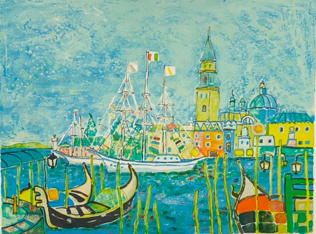 ポールアイズピリ　リトグラフ　ポンヌフ　直筆サイン　限定150部　12号　額装