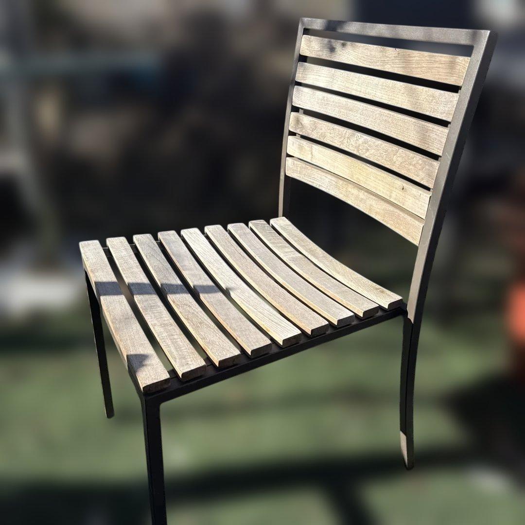 ガーデンチェア 木製スラットデザイン 2 点セート