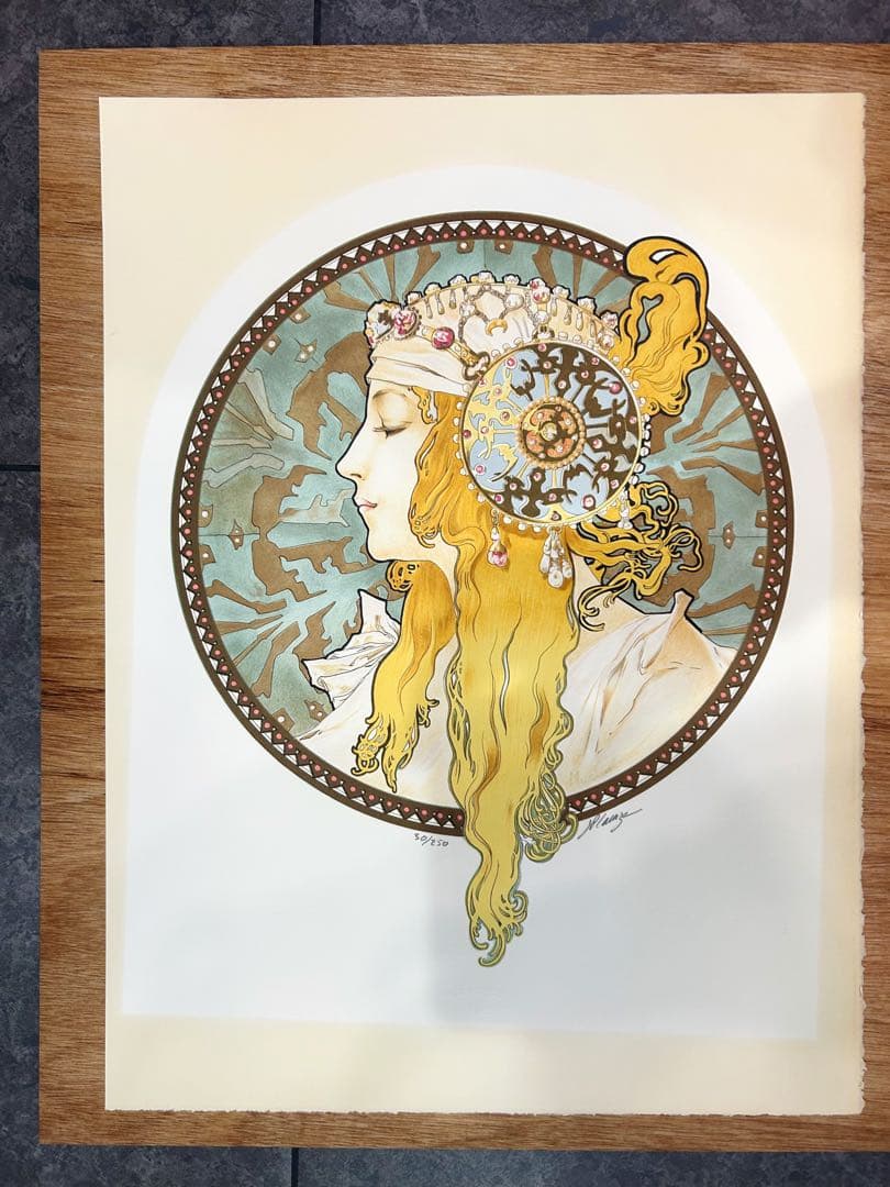 訳あり】 ミュシャ ビザンティン風の頭部 ブロンド ブルネット 2枚組