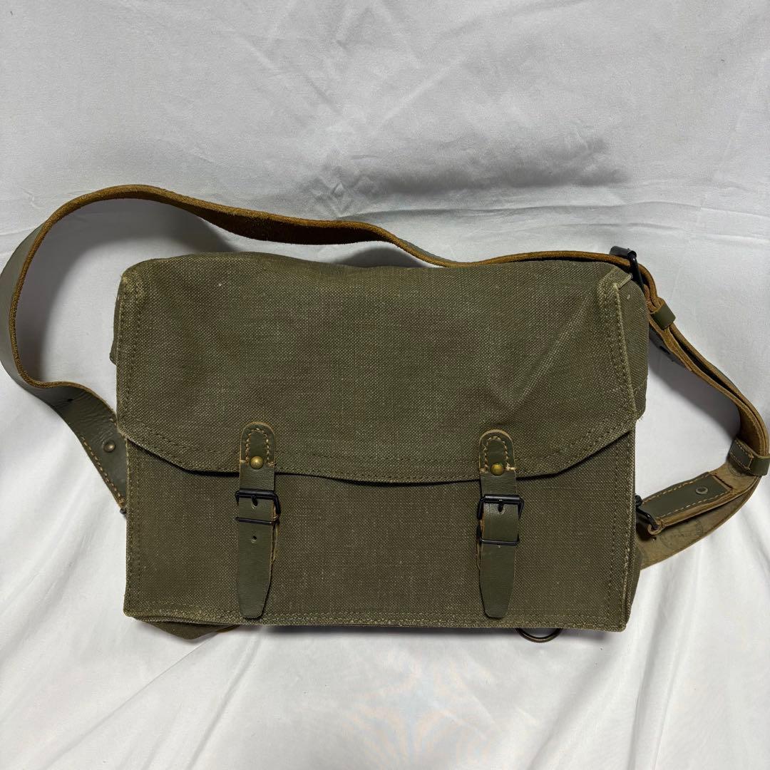 フランス軍 キャンバスレザーショルダーバッグ　未使用　dead stock 実物