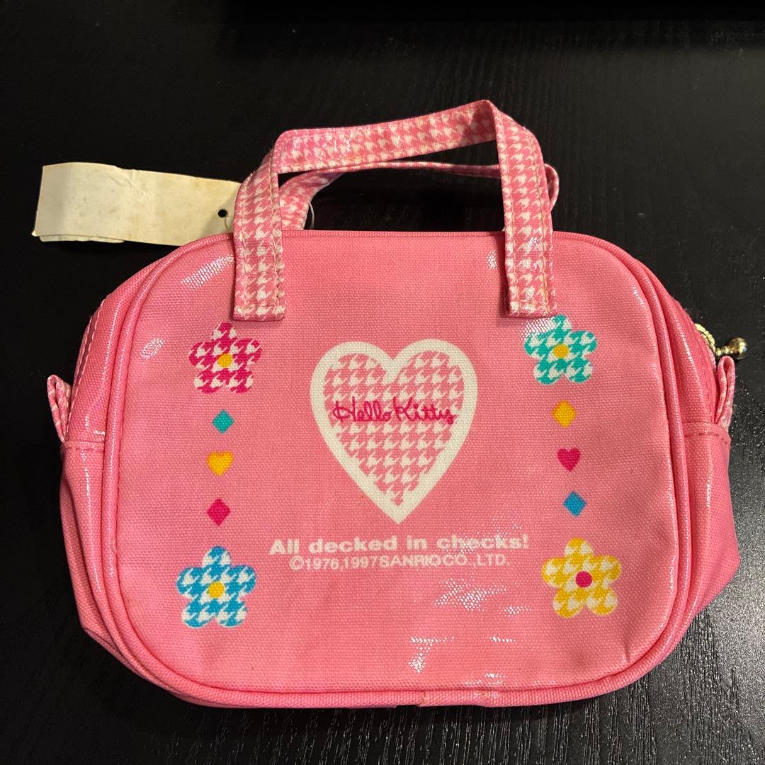 着用数回・極美品 Hello kitty ミニバッグ 1997年製 カオハナラミネート