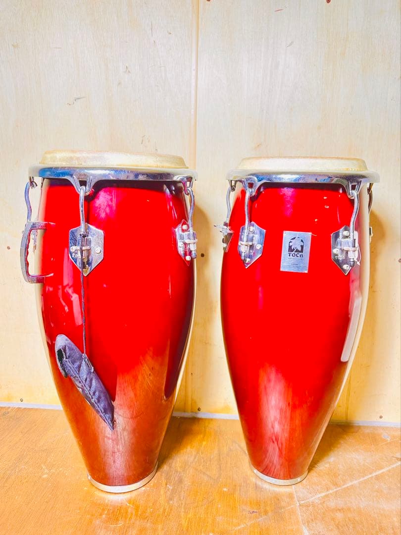 TOCA コンガ ペア 打楽器 木製 レッド 中古 パーカッション