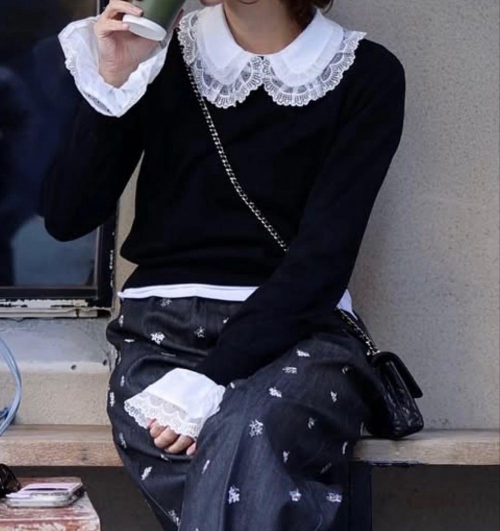 Gypsohila Lace Accent Knit♪ブラックジプソフィア