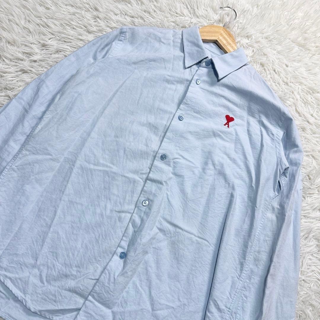 アミパリス 長袖 シャツ ロゴ M ライトブルー 水色 ハート