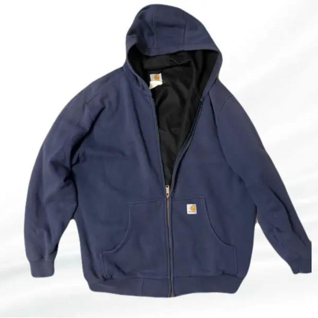 【希少XL】カーハート サーマルライナー ジップパーカー ネイビー