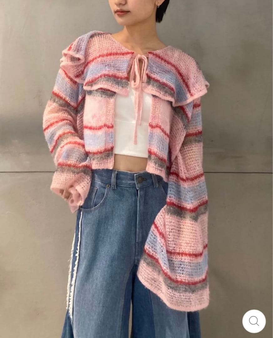 poppy あさぎーにょ ボーダーローゲージニット ピンク - メルカリ