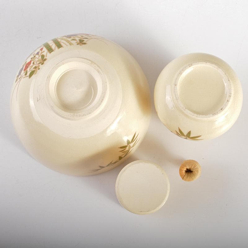 溜柿合ヘギ目 七宝蒔絵 茶箱 京焼 加藤昌山造 茶碗 棗など 八点 VR6757