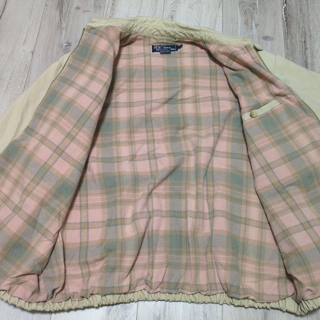 90s ポロ ラルフローレン スイングトップ ベージュ 裏地チェック ボロ