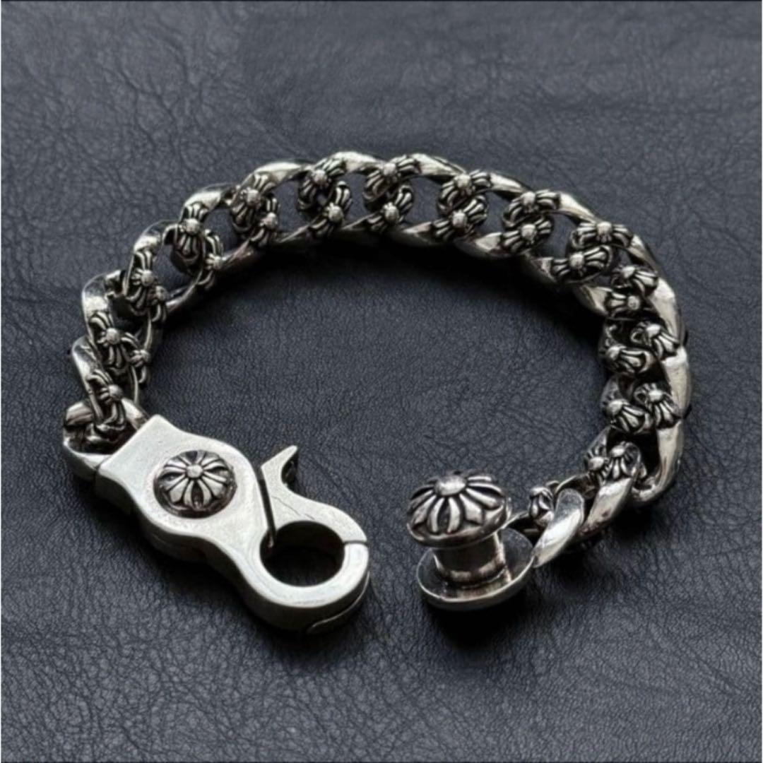 シルバー925刻印あり ファンシーリンク チェーン シルバーブレスレット