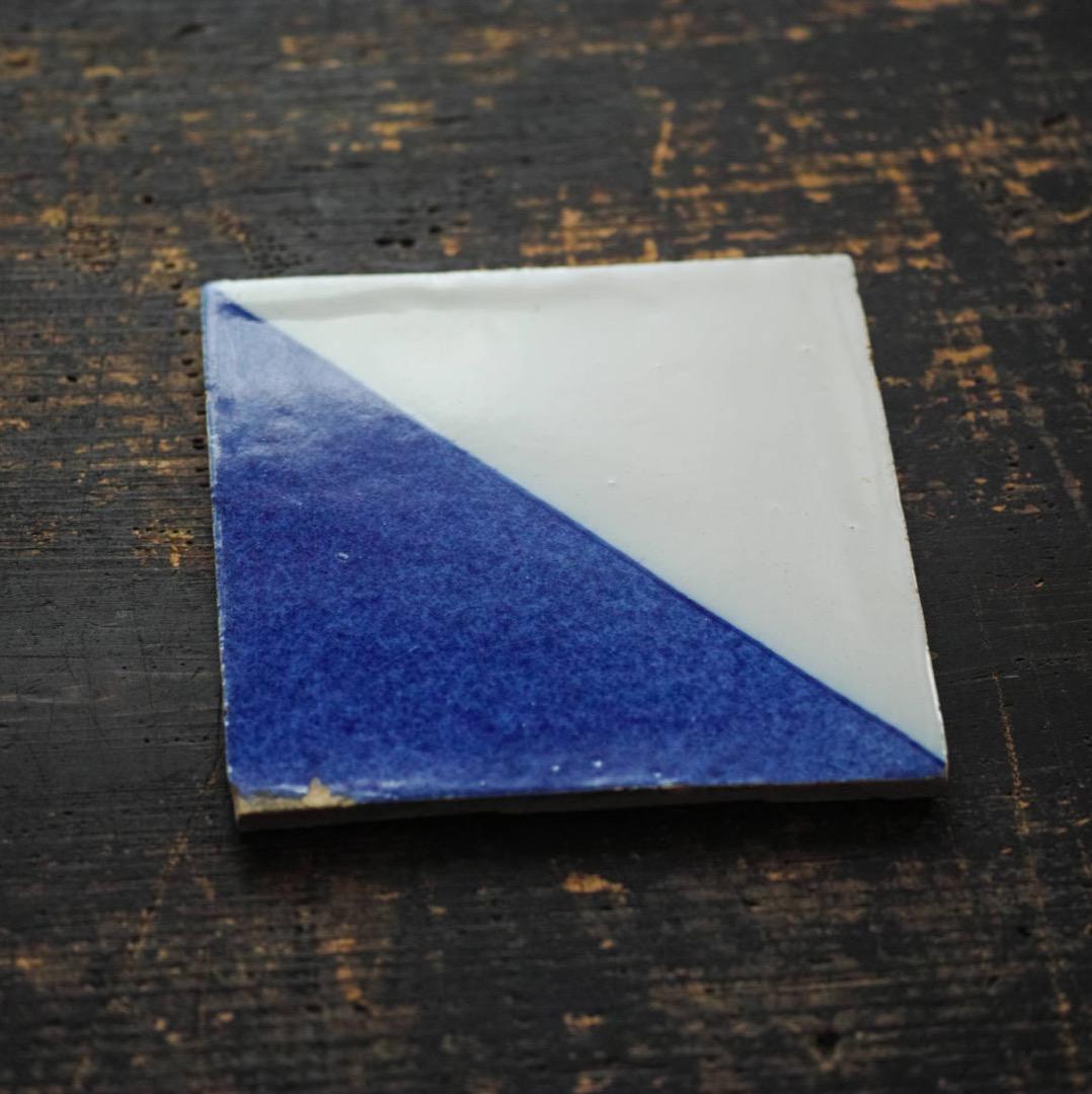 18世紀オランダ デルフトタイル 幾何学文 d / アンティーク 阿蘭陀 和蘭 17世紀オランダ デルフト初期色絵タイル / the Netherlands 17th C.