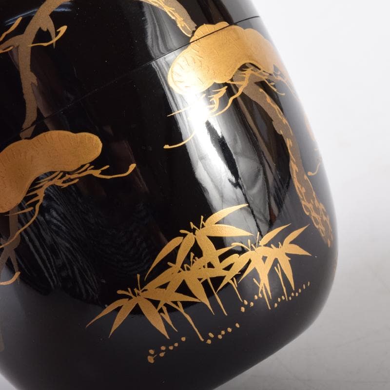 茶道具 漆塗 嘉祥作 松鶴蒔絵 棗 共箱 V 7065 - メルカリ