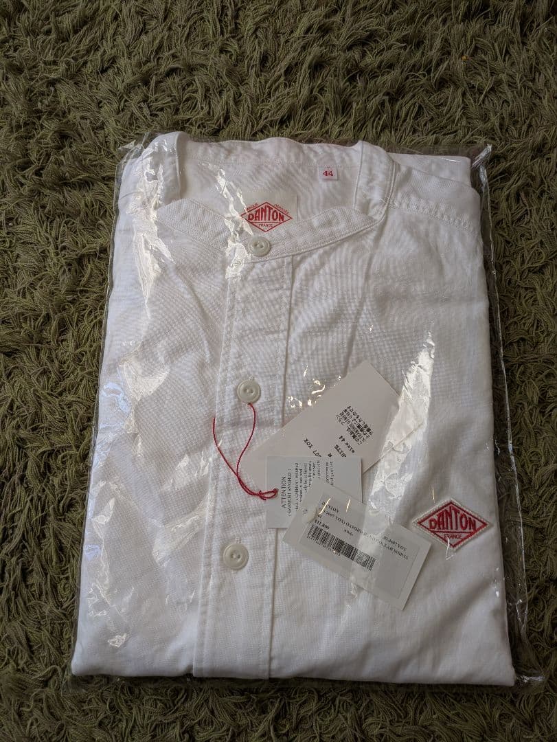 未開封新品　希少44サイズDANTON バンドカラーシャツ 白 JD-3607