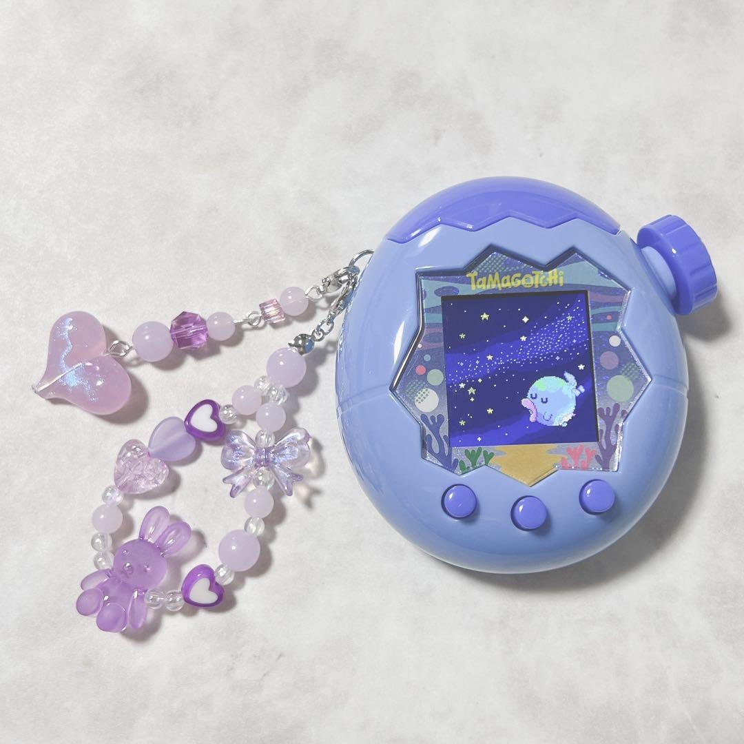 たまごっちパラダイス ビーズストラップ ビーズキーホルダー パープル