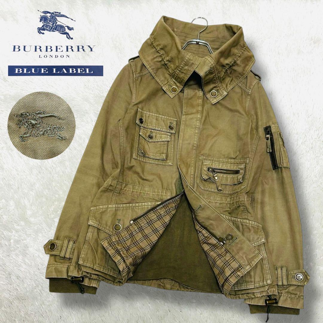 y2k 00s バーバリーブルーレーベル モッズコート ミリタリー ノバチェック
