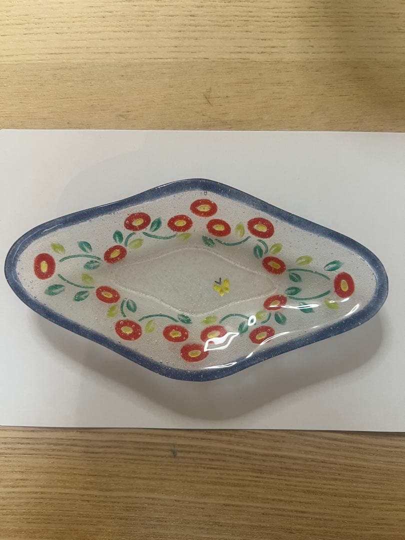 菱形皿　小　パート・ド・ヴェール ガラス 竹中悠記さん