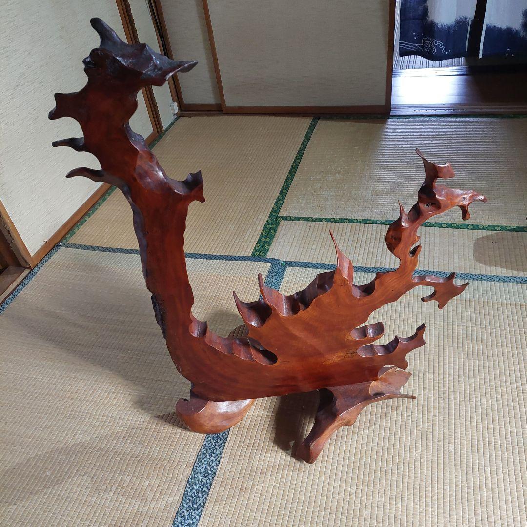 木製有機形状彫刻 茶色