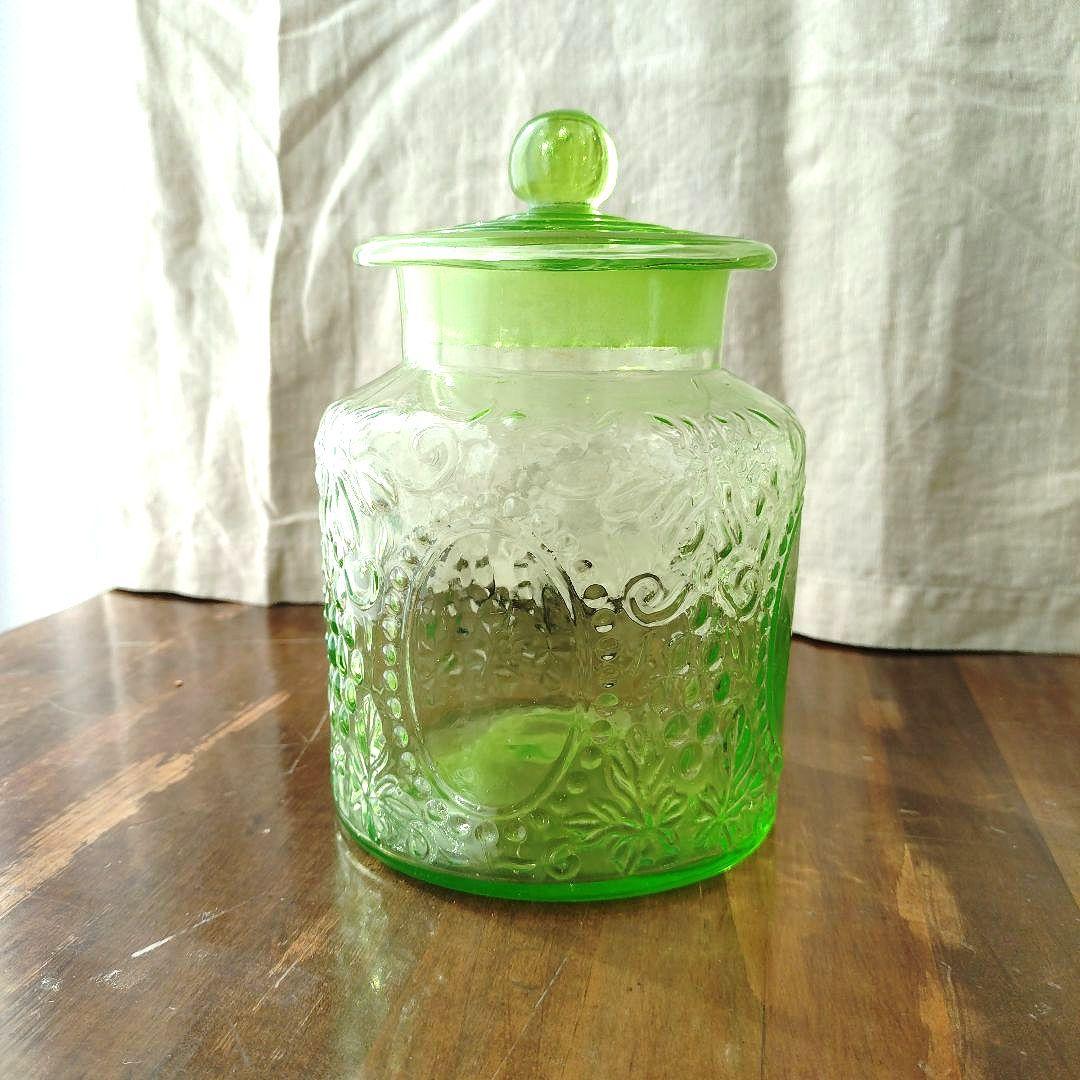 アンティーク 飴屋瓶 あめや瓶 ウランガラス和ガラス 菓子瓶 古道具 レトロ