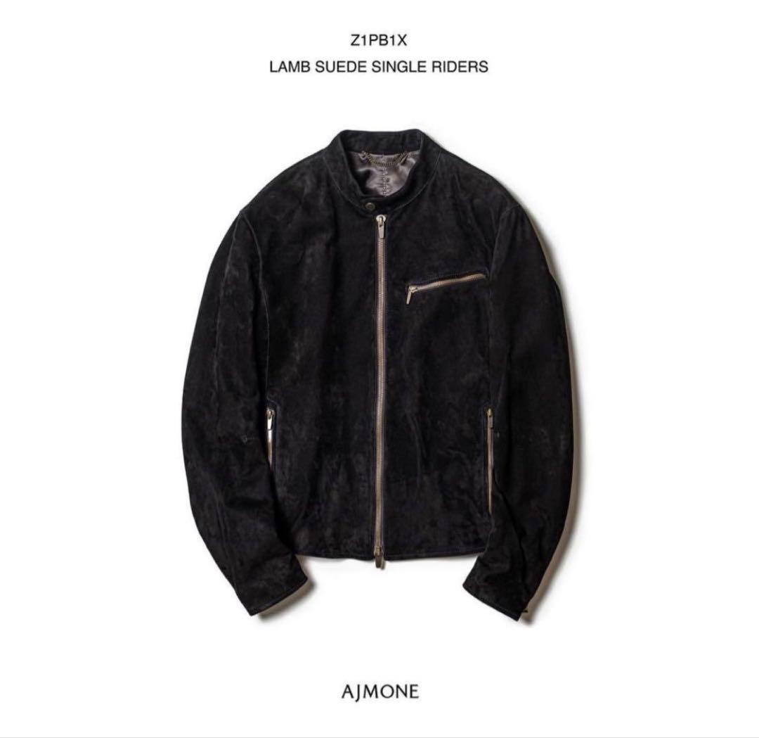 AJMONE アイモネ ラムスエードスタンドカラーダブルジップシングル