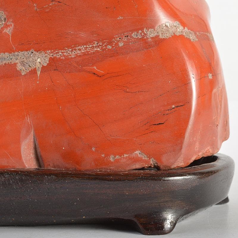 天然石 鑑賞石 佐渡赤玉石 赤石 置物 重さ約2.5㎏ 唐木台付 C R6924