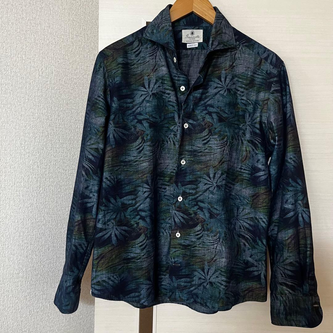 美品 GIANNETTO ( ジャンネット )美光沢 ボタニカル シャツ