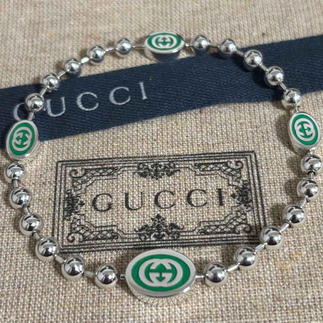 GUCCI 新品同様品　刻印19 インターロッキングGボールチェーンブレスレット