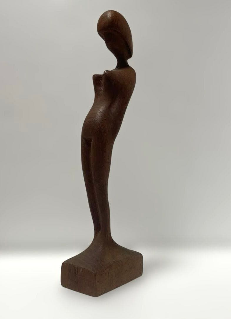 アルネバッセ ArneBasse 木製 抽象彫刻 裸婦像 オブジェ デンマーク デンマーク ヴィンテージ アルネ・バッセ 彫刻 オブジェ チーク材