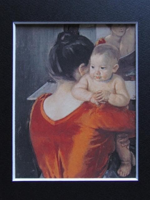 メアリー・カサット、「赤い胴着の女性と赤ん坊」、希少な画集より