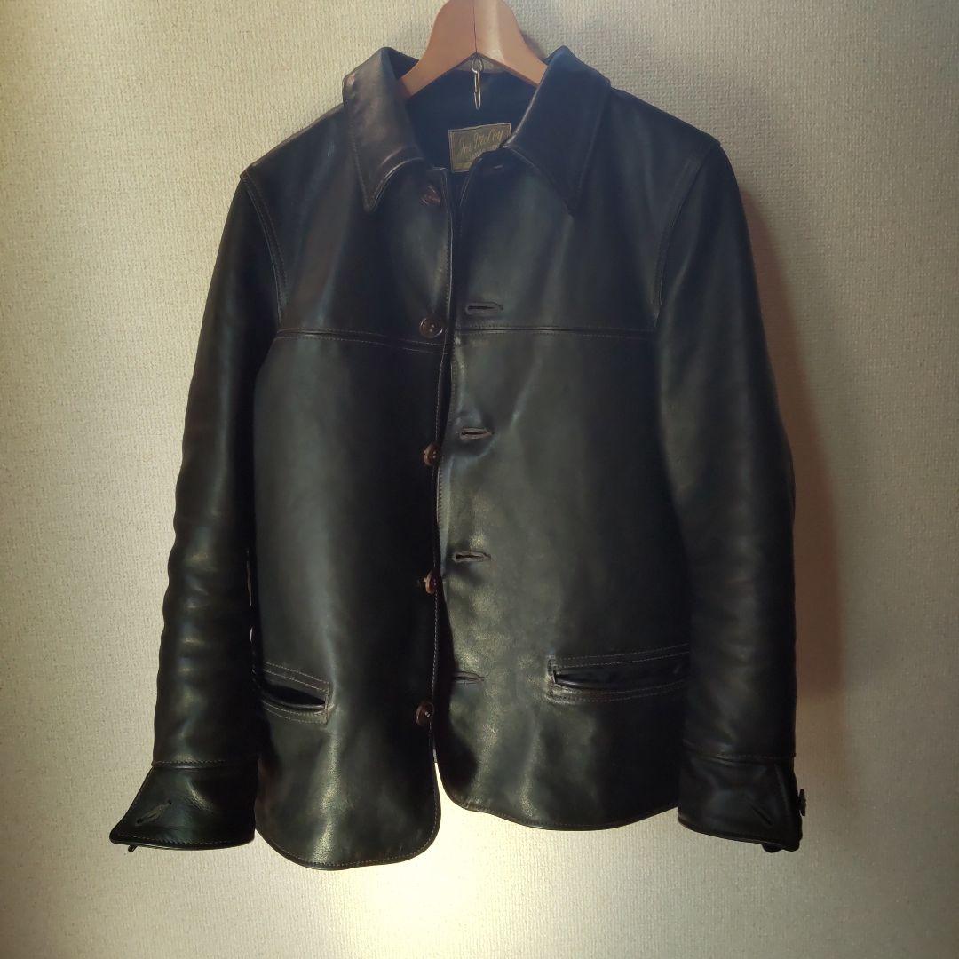 馬革 ブラック シングルライダース 34サイズ カーコート