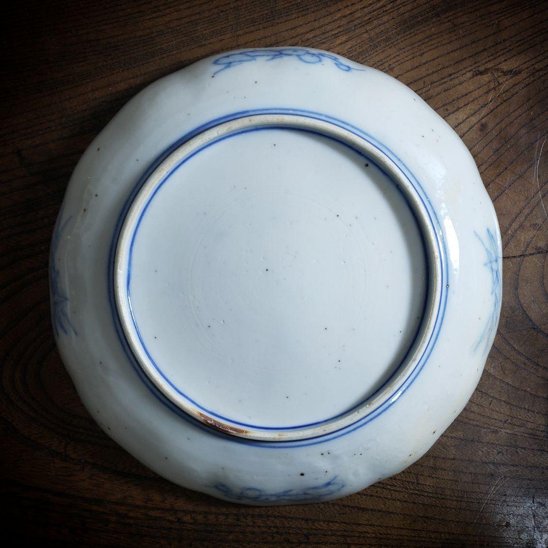 皿 色絵 山水 江戸 家屋 古伊万里 染付 鳥 松竹梅