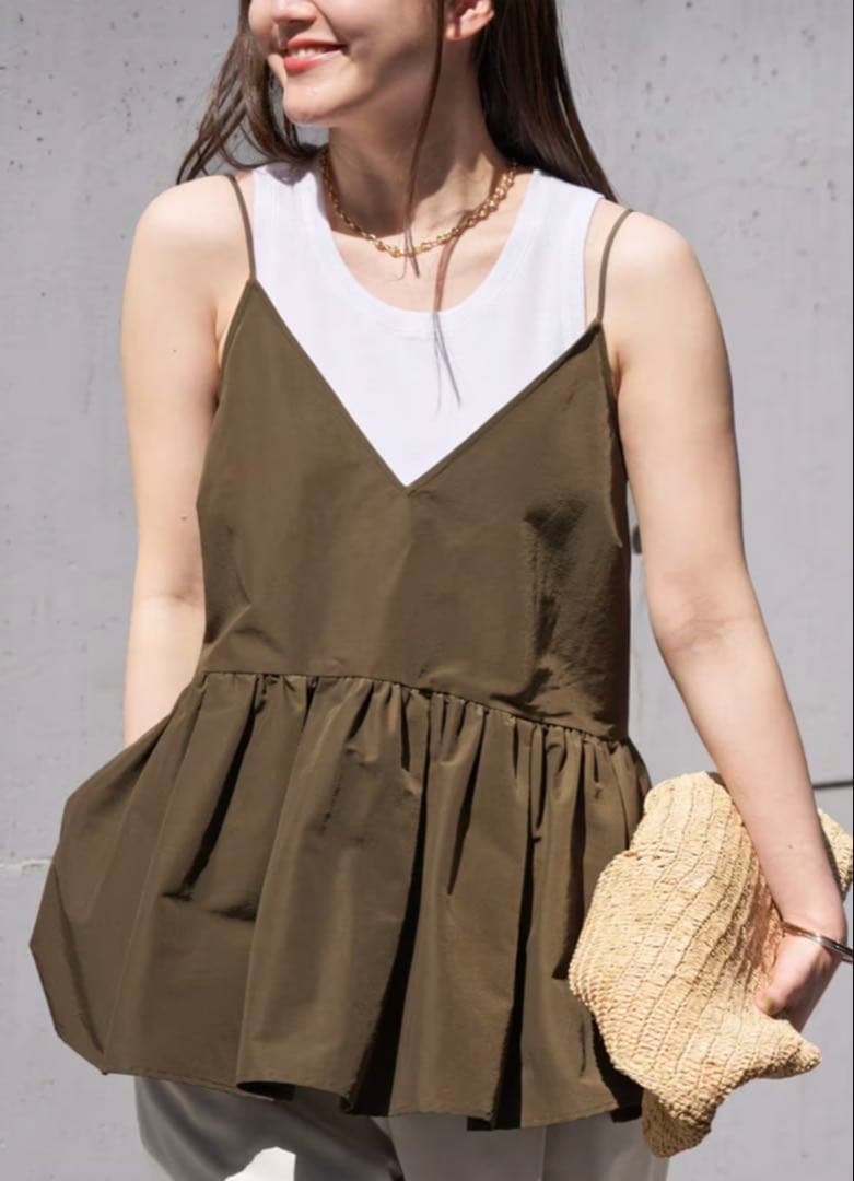 新品未使用　IENA イエナ　グログランキャミブラウス　カーキ　受注生産品　新作