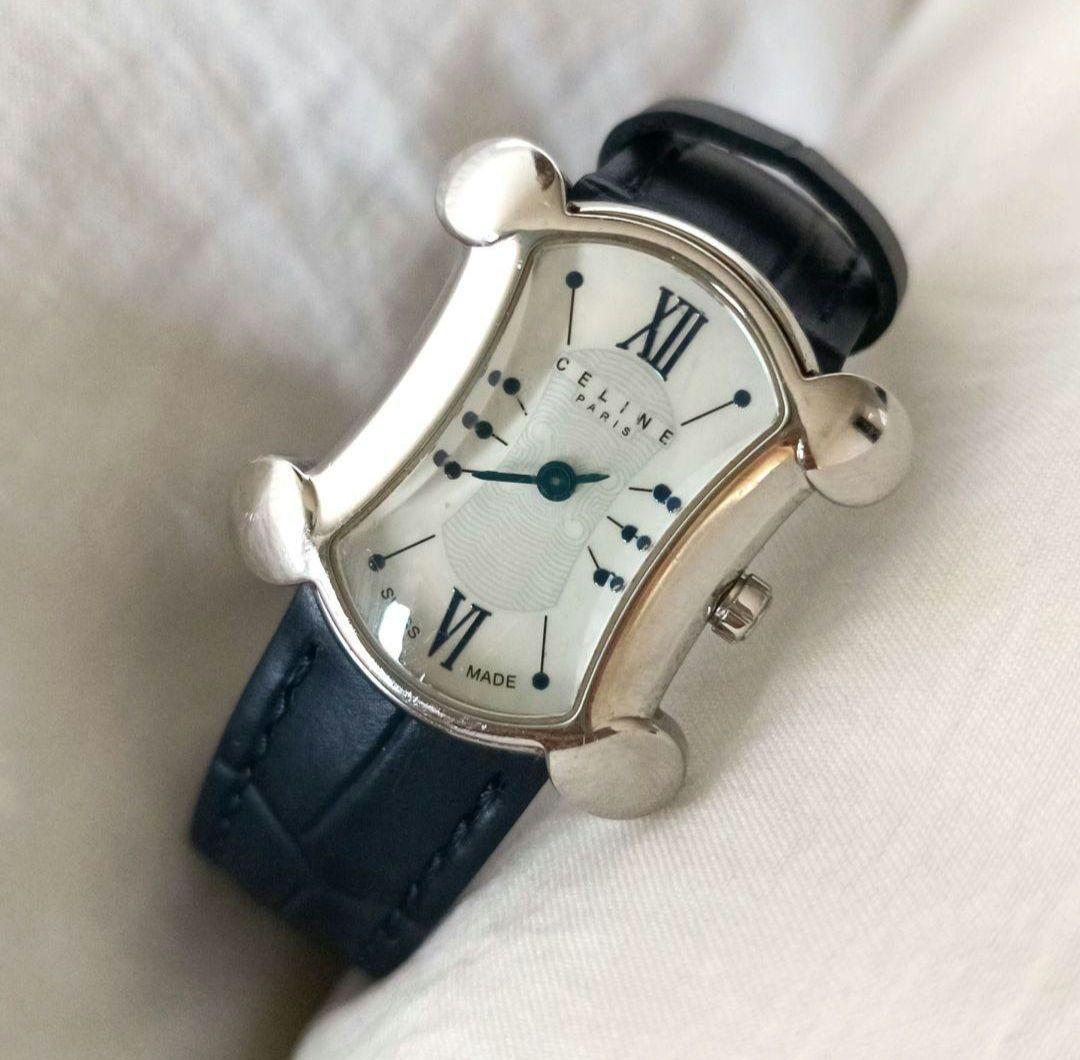 CELINE トリオンフ ネイビー レザー レディース