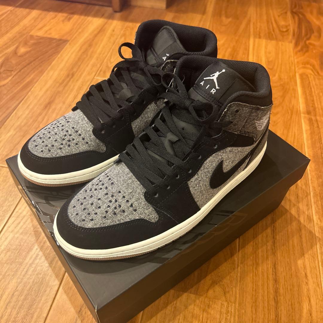 新品NIKE AIRJORDAN1MID28㎝ブラックデニムエアジョーダングレー