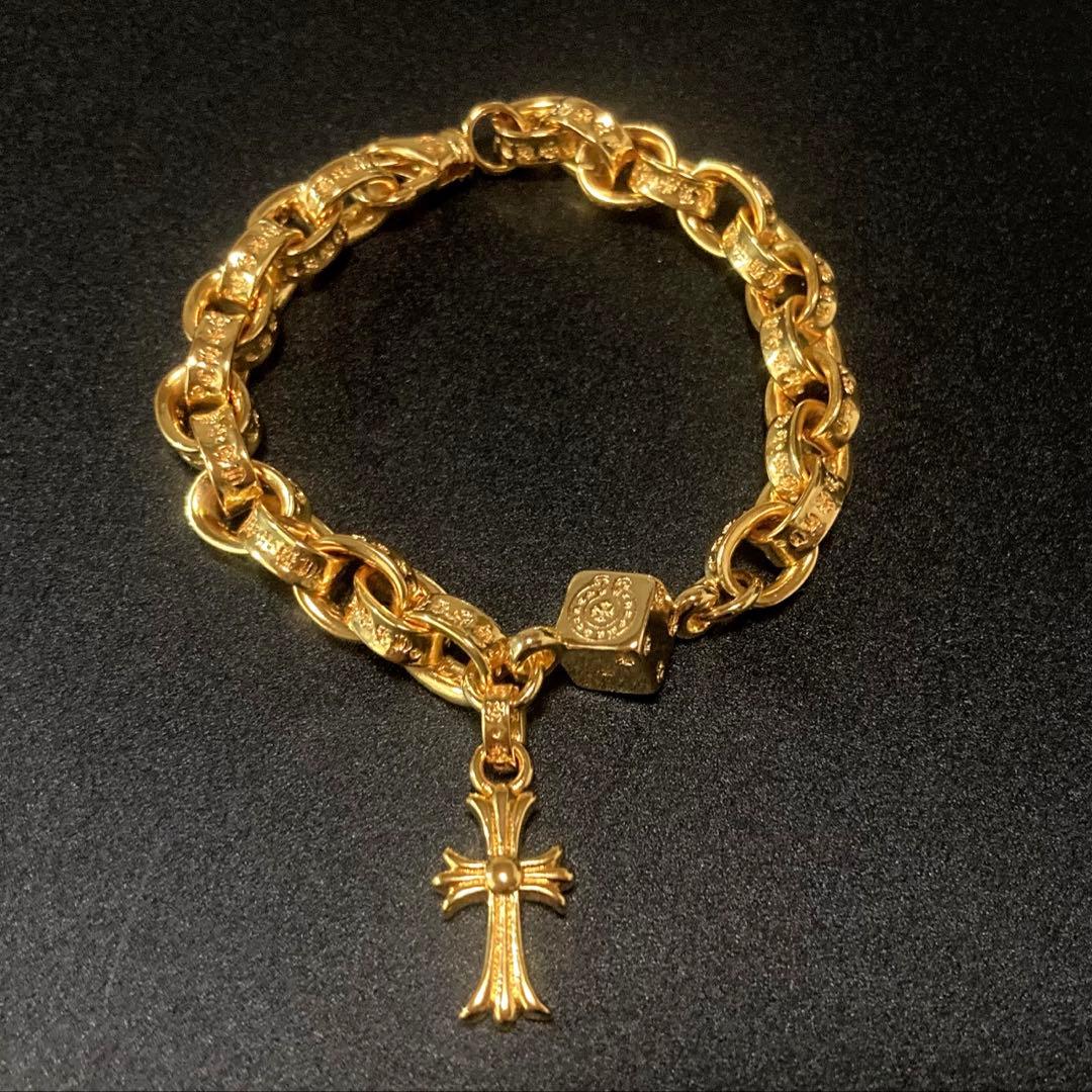 22K ベビーファット　サイコロボール　ペーパーチェーン　ブレスレット