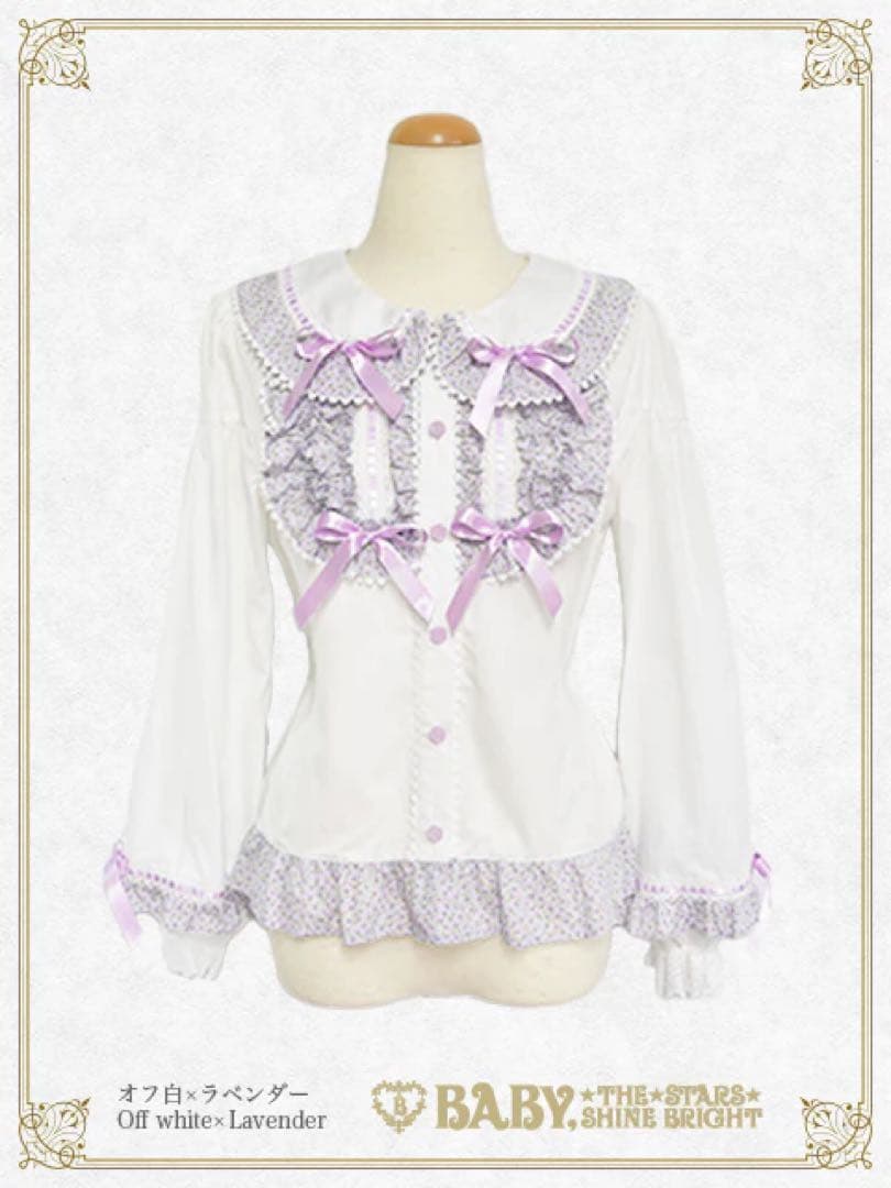 Mignonette Fleurie ブラウス　オフ白×ラベンダー