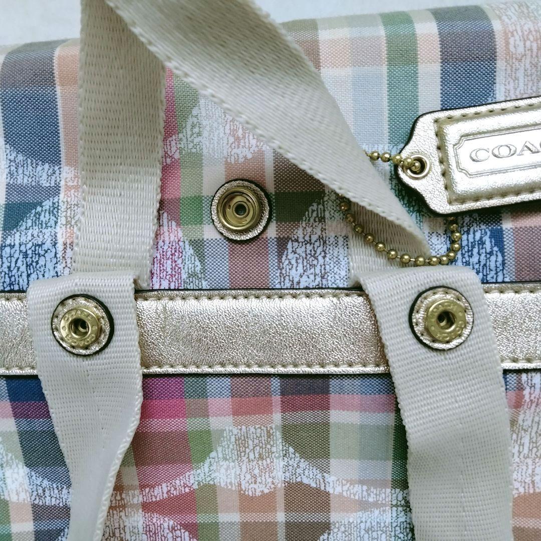 希少美品】 コーチ シグネチャー リュック ポピー マドラス COACH