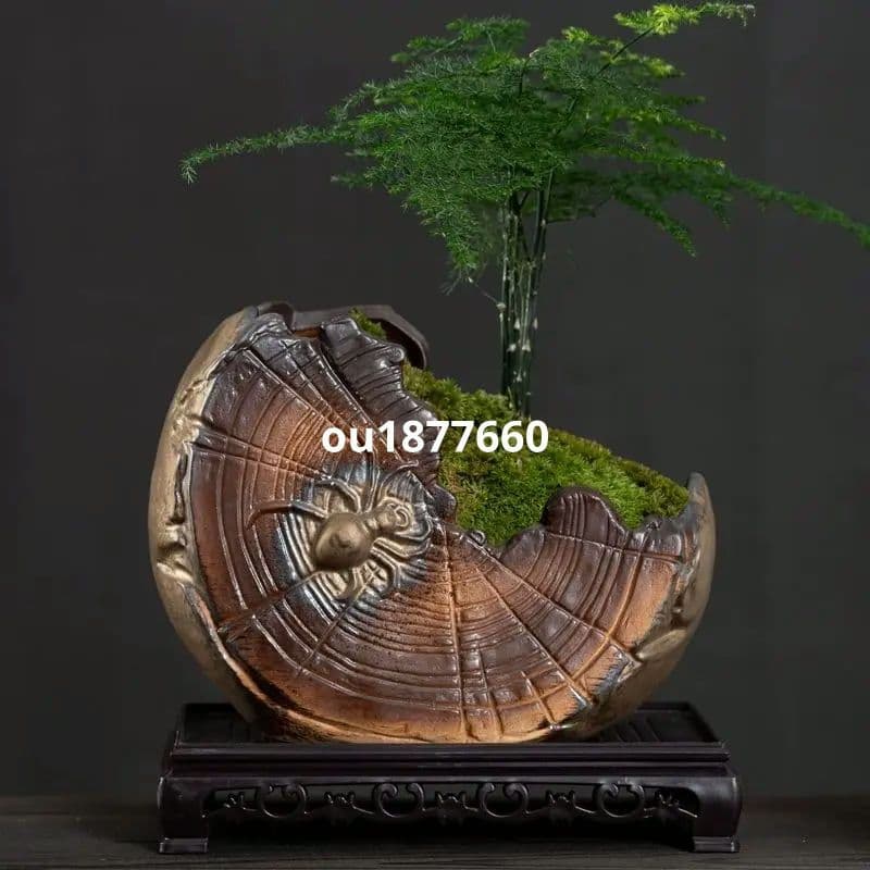 盆栽鉢 年輪知足磁鉢 山野草鉢 多肉植物 植木鉢 小品大品盆栽鉢 陶器鉢