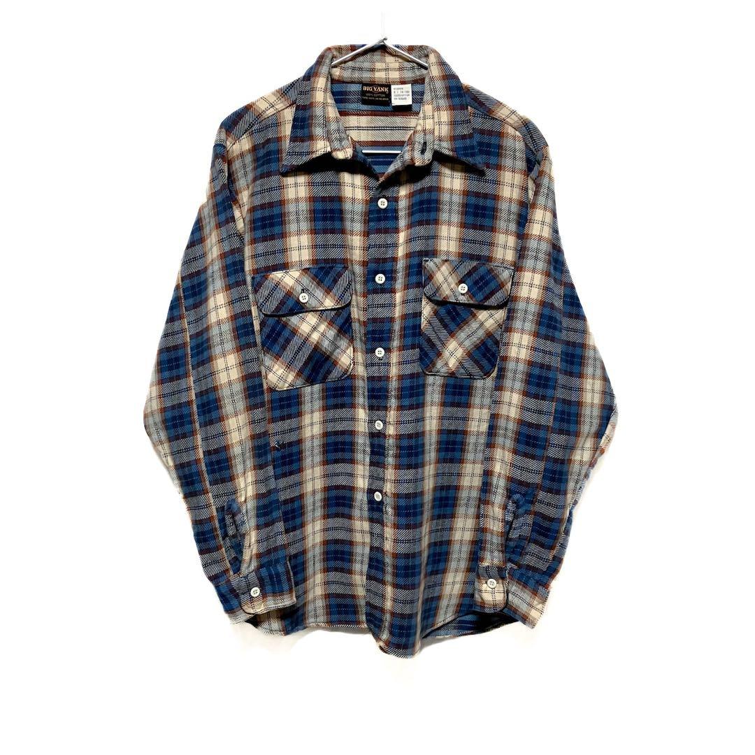 70s BIG YANK チェックシャツ L チェック柄 好カラー ネルシャツ 70s BIG YANKビッグヤンク チェック コットン フランネルシャツ 16