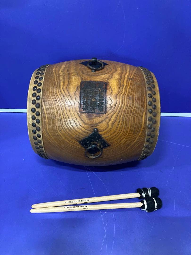 E）東京 布施 和太鼓 浅草田原町角 大極上 古太鼓