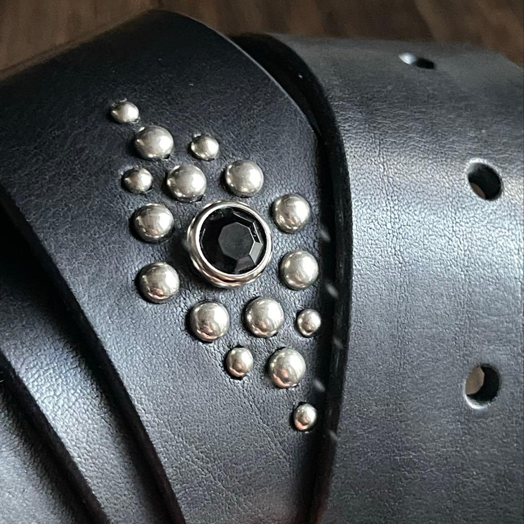 ディッキーズ874専用スタッズベルト シルバー オイルドレザーHTC CALEE