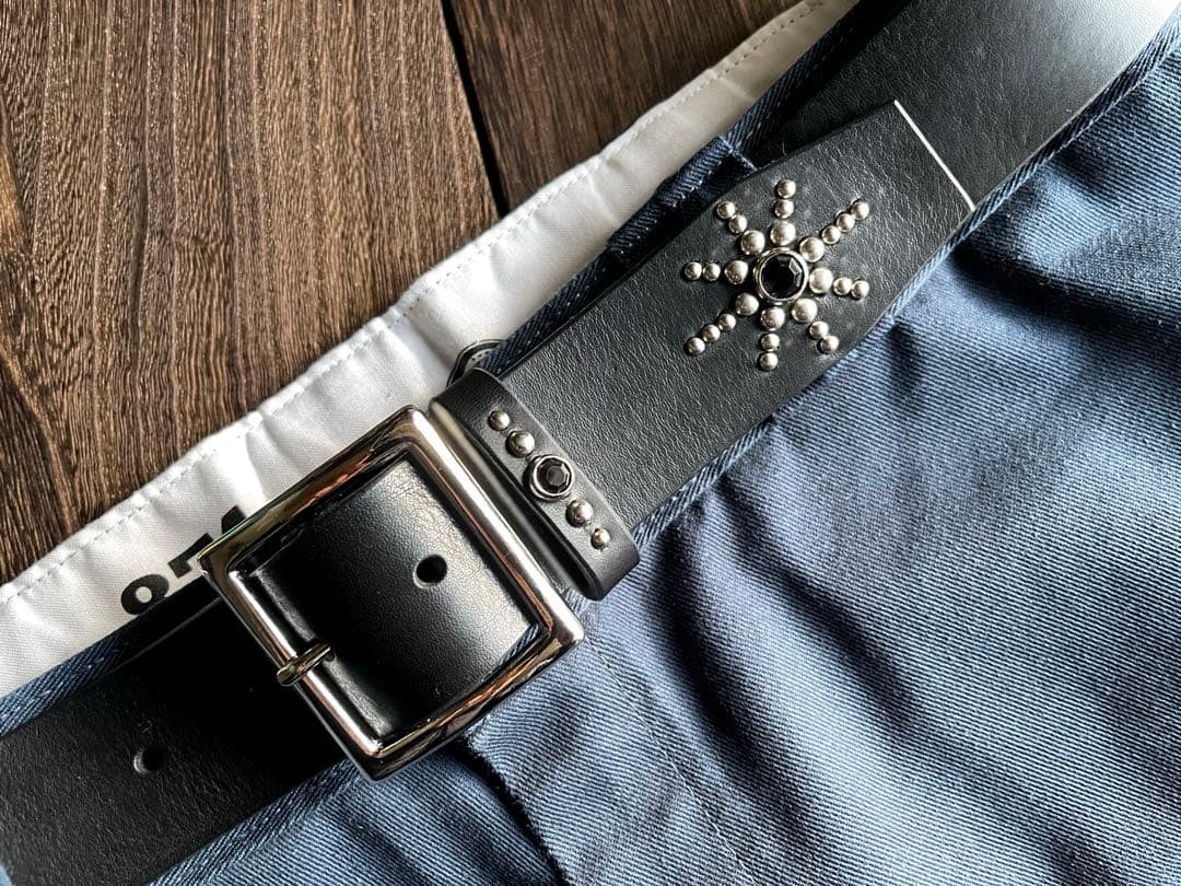 ディッキーズ874専用スタッズベルト シルバー オイルドレザーHTC CALEE