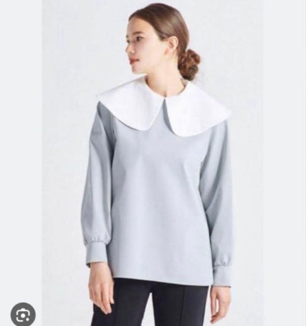 yori ワイドカラーストレッチブラウス