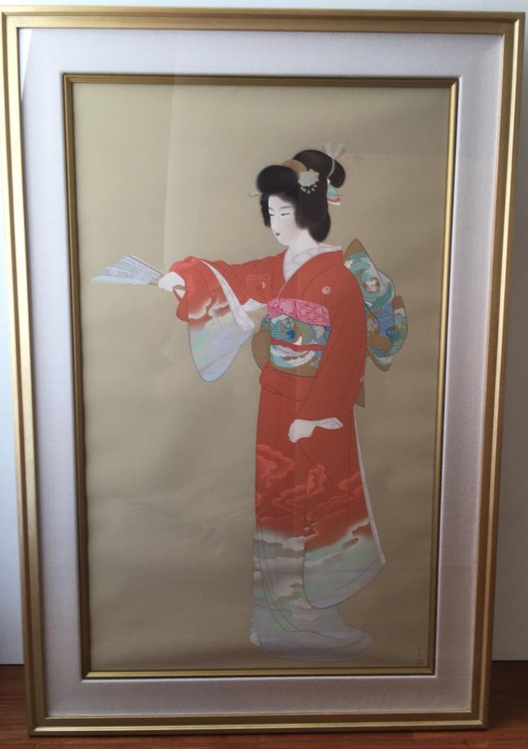 松村松園　序の舞　シルクスクリーン　画寸900x550 mm