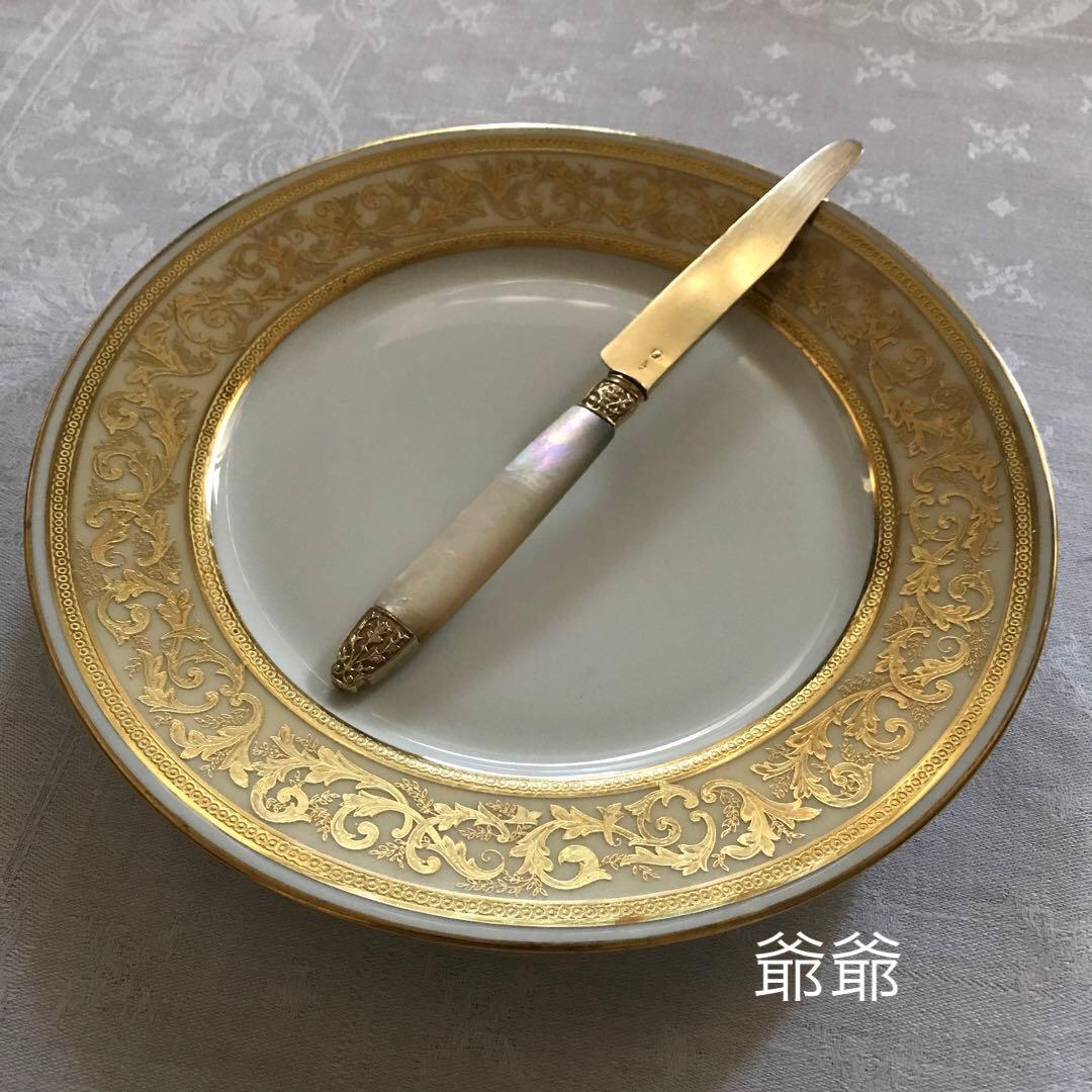 フランス／純銀製／M.O.P 白蝶貝ハンドル ヴェルメイユ／ナイフ１本 (A)