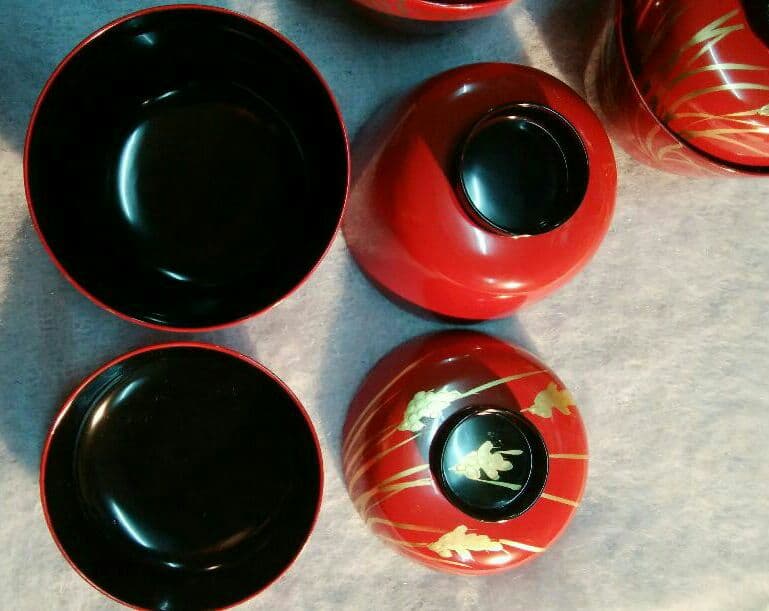 稲穂絵朱塗り吸碗5客 - メルカリ