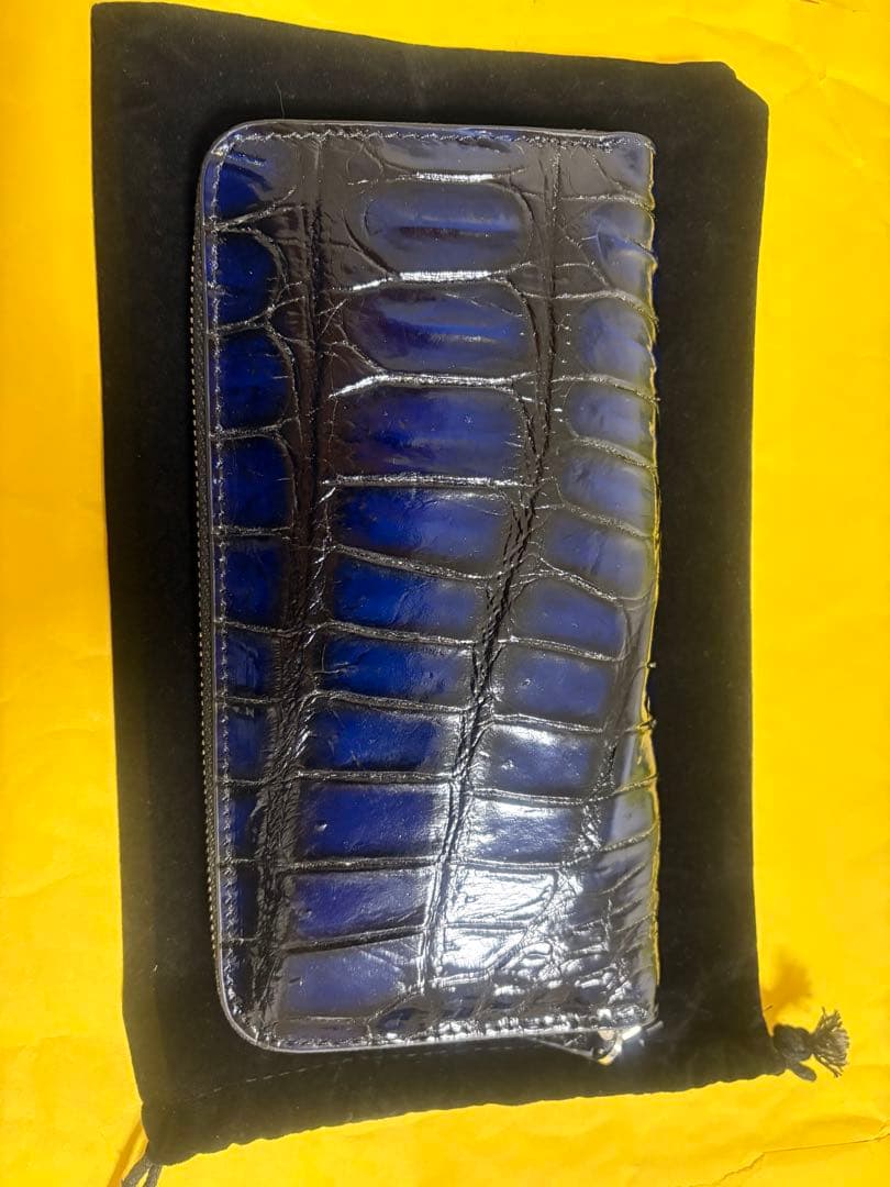 クロコダイル　一枚革　長財布　ダークブルー　未使用♪
