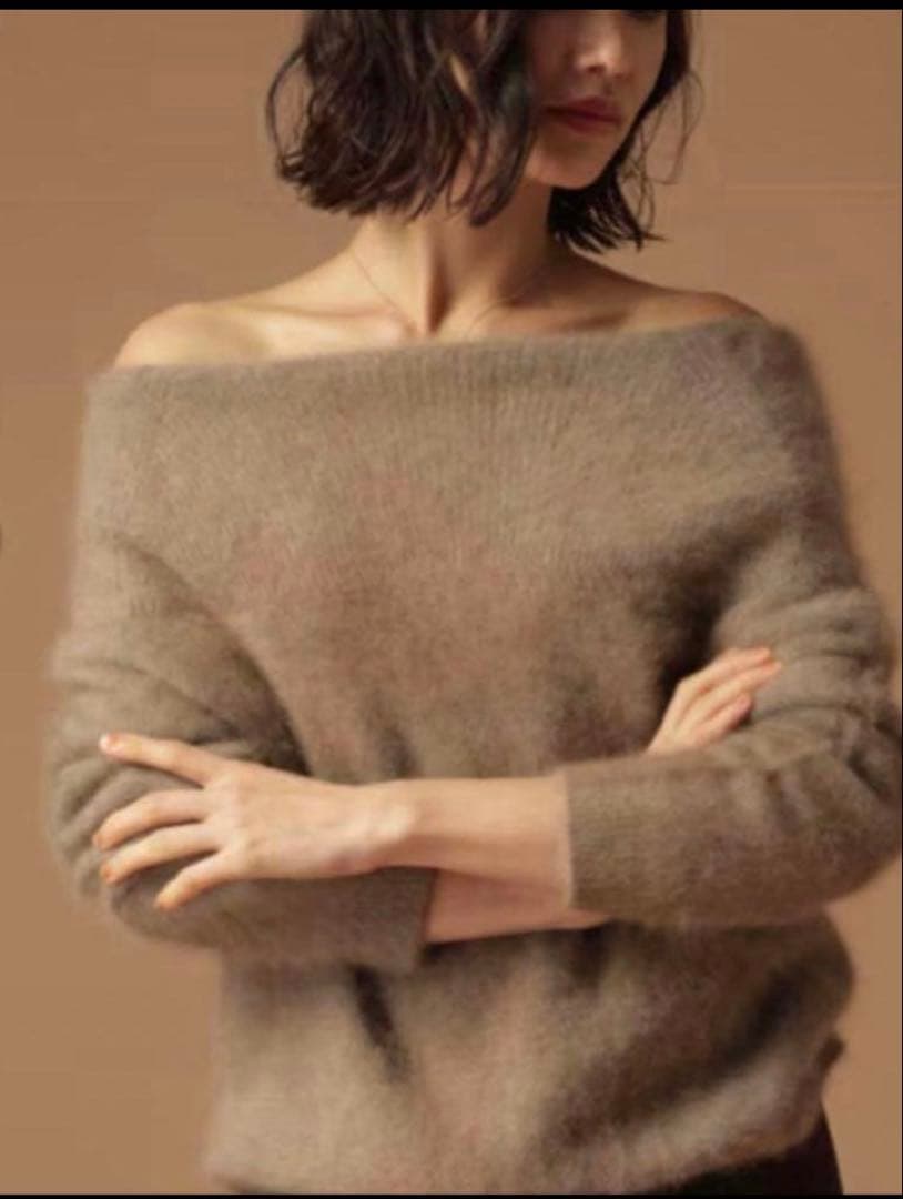 【BABYLONE】ラクーン オフショルダー ニット　ブラウン