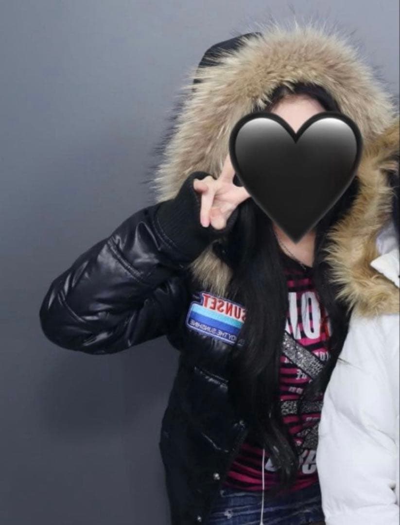 y2k archives グランジ ファーダウン ダウンジャケット ワッペン ファー 付き ダウン ジャケット y2k グランジ 平日初期 ギャル男