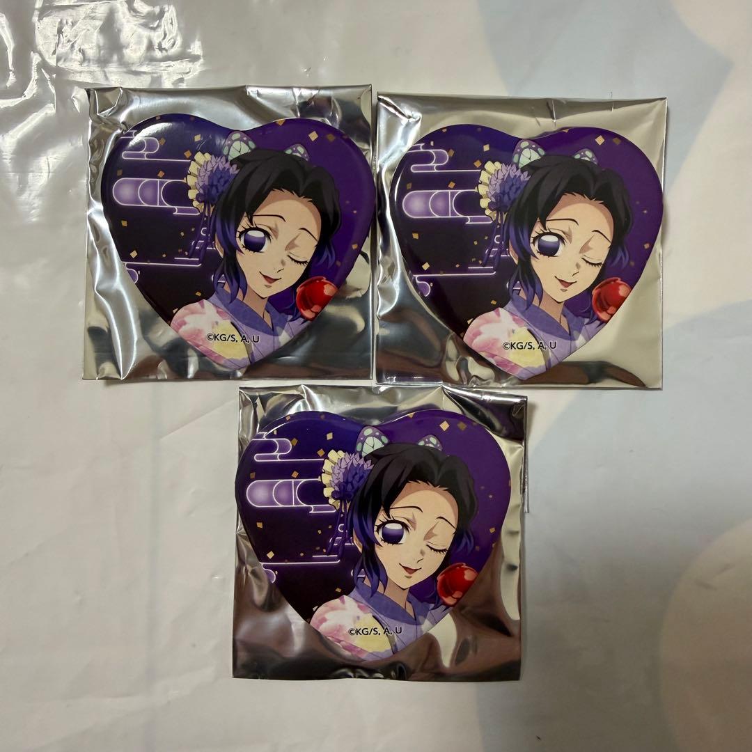 【鬼滅の刃】胡蝶しのぶ ハート缶バッジ ナムコ 応援キャンペーン 3個 新品